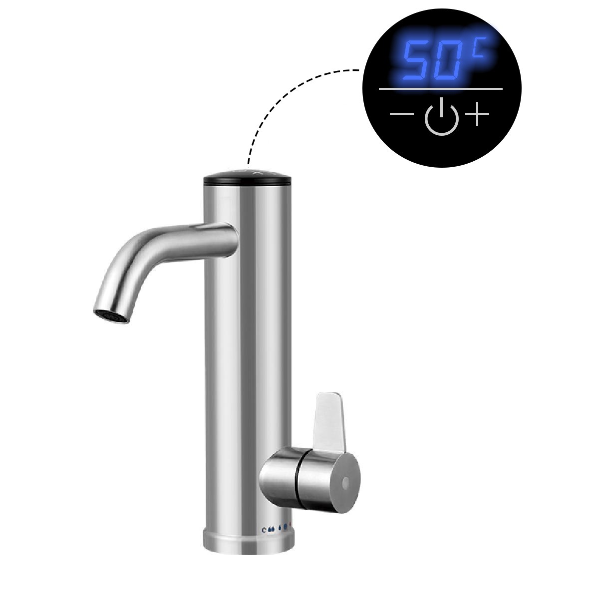 Robinet electric 3300W, 5l/min, reglare temperatura, touch screen, inox si cupru, RESIGILAT - imagine 10